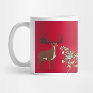 Curious deer with red background Mug